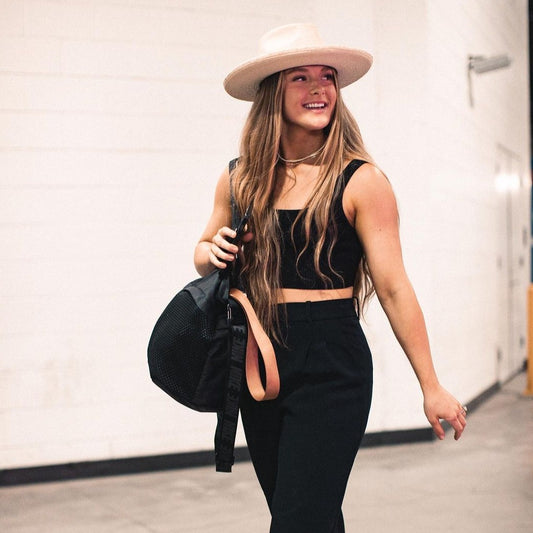 Brittany Isenhour arrives for a game