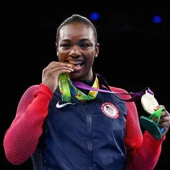 Claressa Shields winning a gold medal